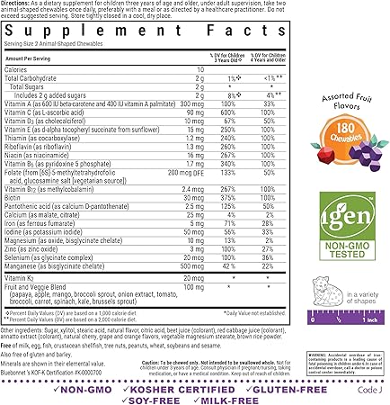 Multivitamin Assorted Fruit Chewable for Kids by Bluebonnet