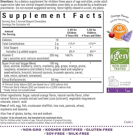 Vitamin C Orange Chewable Tablets for Kids by Bluebonnet