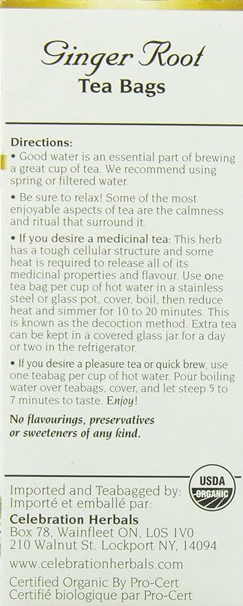 Ginger Root Organic Tea Bags by Celebration Herbals