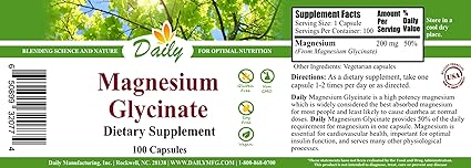 Magnesium Glycinate 200mg Capsules by Daily