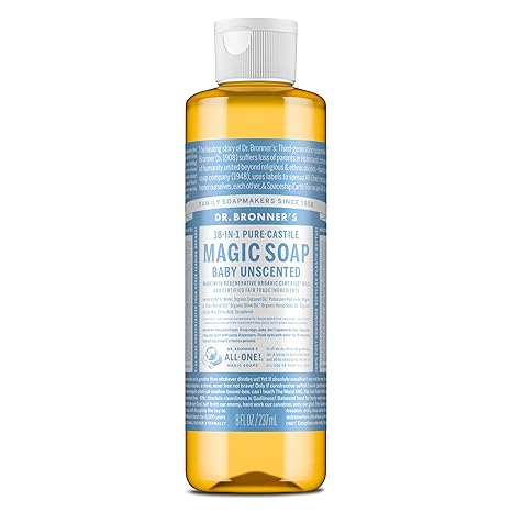 Pure-Castile Liquid Soap Baby Unscented 8oz by Dr. Bronner’s