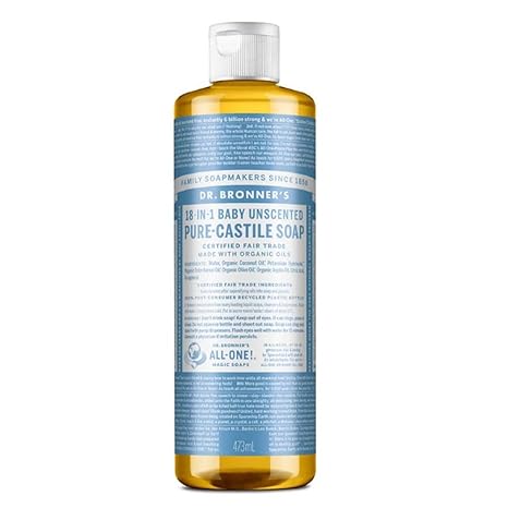 Pure-Castile Liquid Soap Baby Unscented 16oz by Dr. Bronner’s
