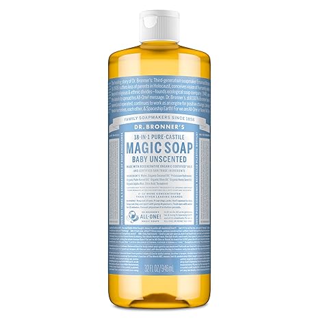 Pure-Castile Liquid Soap Baby Unscented 32oz by Dr. Bronner’s
