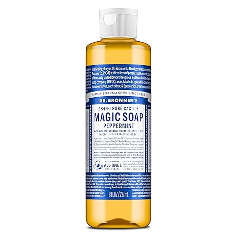 Pure-Castile Liquid Soap Peppermint 8oz by Dr. Bronner’s