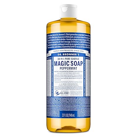 Pure-Castile Liquid Soap Peppermint 32oz by Dr. Bronner’s
