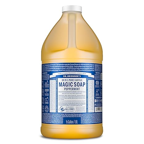 Pure-Castile Liquid Soap Peppermint 64oz by Dr. Bronner’s