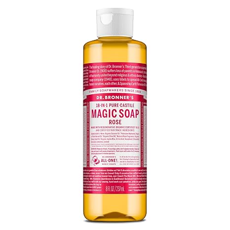 Pure-Castile Liquid Soap Rose 8oz by Dr. Bronner’s