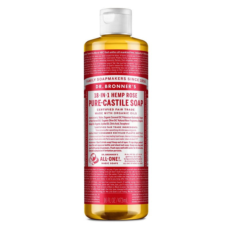 Pure-Castile Liquid Soap Rose 16oz by Dr. Bronner’s