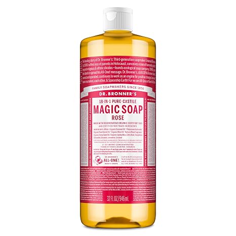 Pure-Castile Liquid Soap Rose 32oz by Dr. Bronner’s