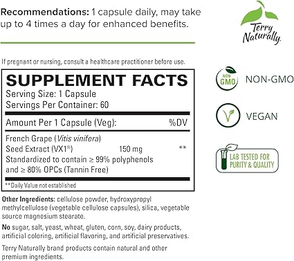 Clinical OPC Grape Seed Extract Softgels by Terry Naturally
