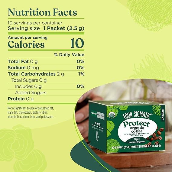 Instant Mushroom Coffee Packets with Cordyceps by Four Sigmatic