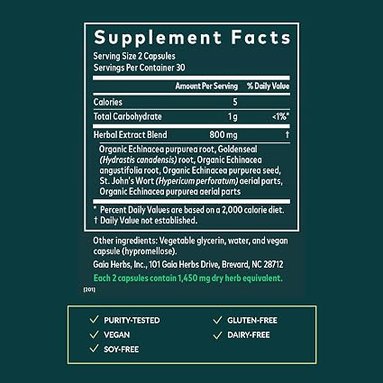 Echinacea Goldenseal Capsules by Gaia Herbs