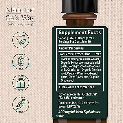 Wormwood Black Walnut Supreme Tincture by Gaia Herbs