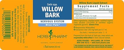 Willow Bark Liquid Extract by Herb Pharm