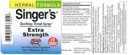 Singer's Extra Strength Soothing Throat Spray by Herbs Etc