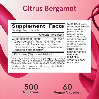 Citrus Bergamot 500mg Capsules by Jarrow Formulas