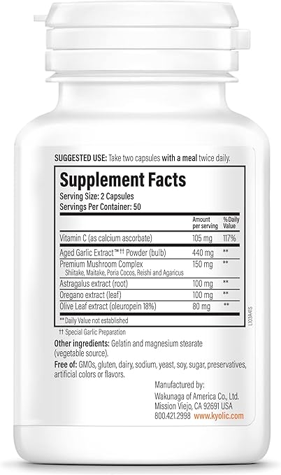 Kyolic Formula 103 Immune Capsules by Wakunaga