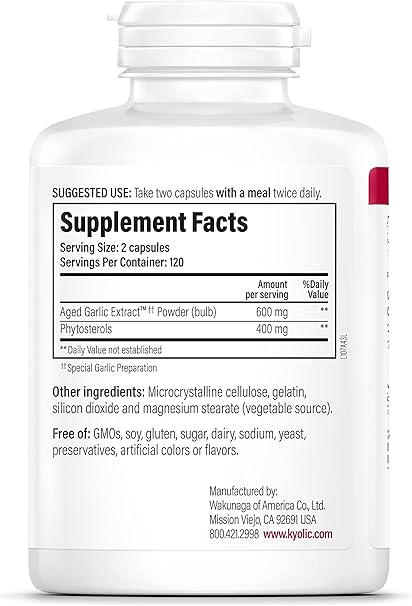 Kyolic Formula 107 Cholesterol Support Capsules by Wakunaga