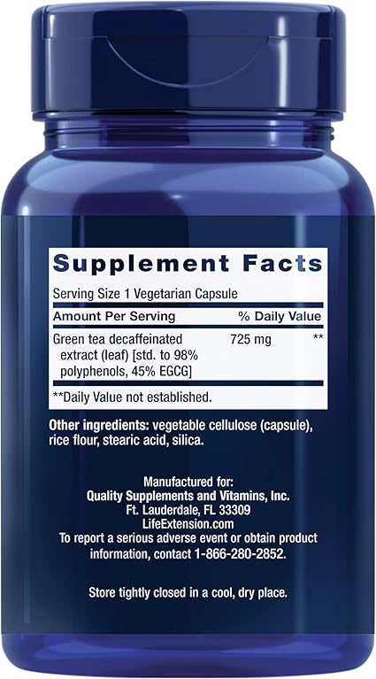 Mega Green Tea Decaffeinated Capsules by Life Extension