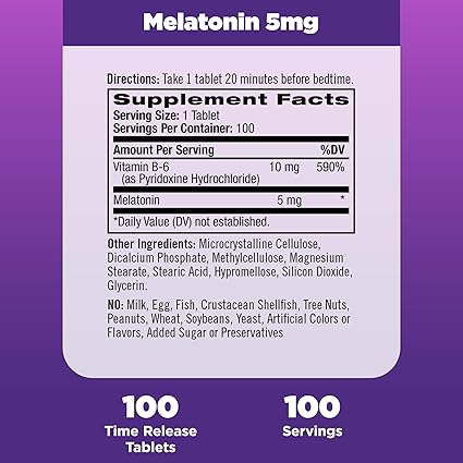 Melatonin 5mg Time Release Tablets by Natrol
