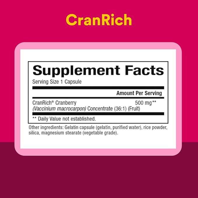 CranRich Cranberry Concentrate 500mg Capsules by Natural Factors