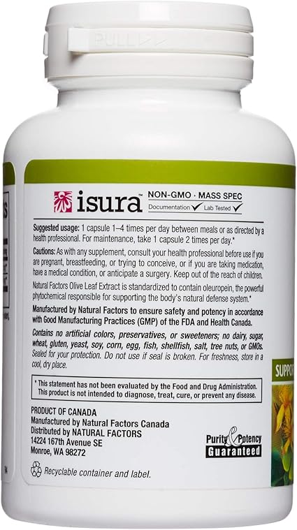 Olive Leaf Extract 500mg Capsules by Natural Factors