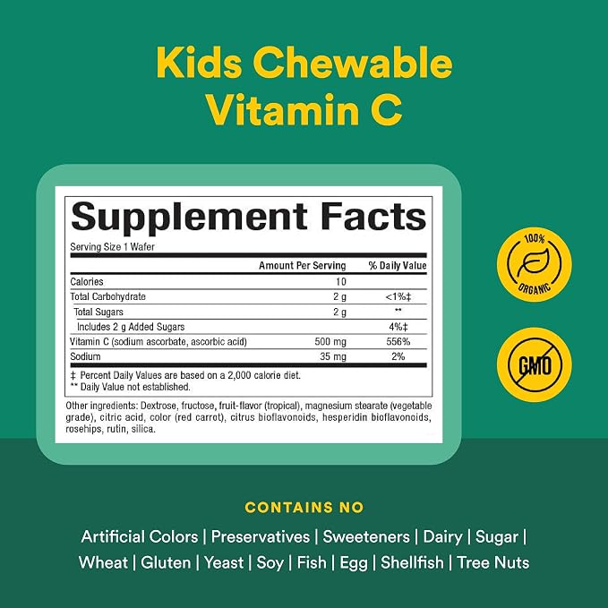 Vitamin C 500mg Tropical Chewable Tablets by Natural Factors