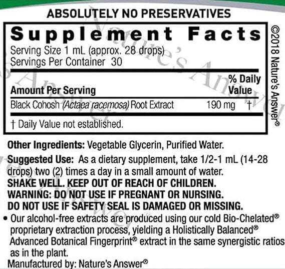 Black Cohosh Alcohol Free Extract by Nature's Answer