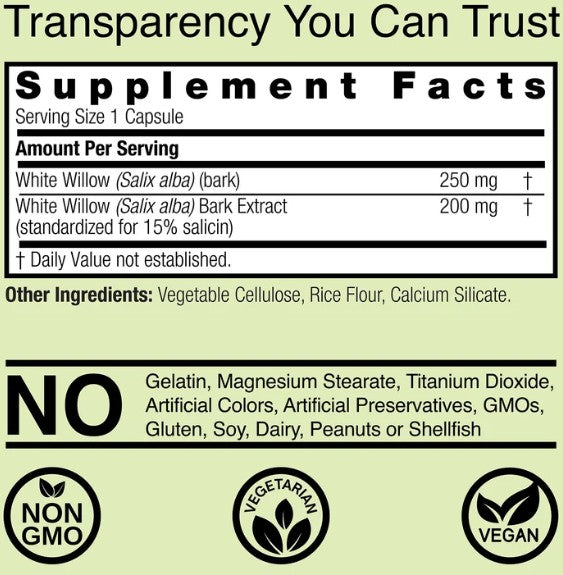 White Willow Bark Extract Capsules by Nature's Answer