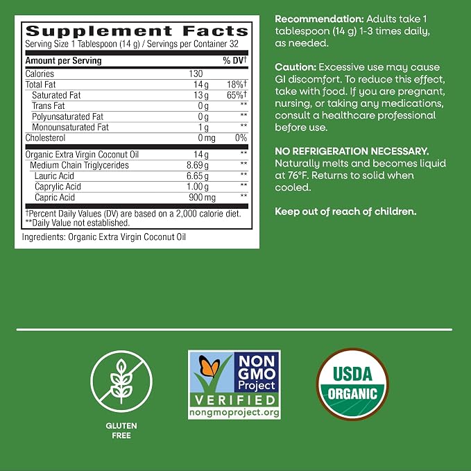 Organic Extra Virgin Unrefined Cold Pressed Coconut Oil by Nature's Way