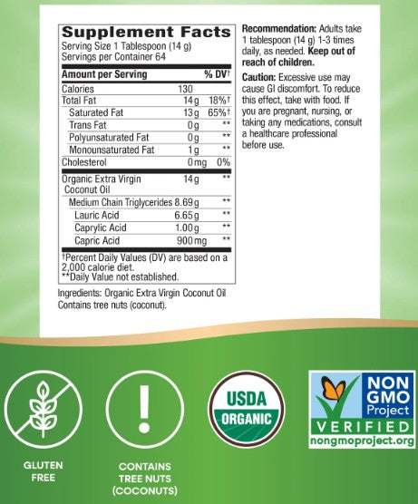 Organic Extra Virgin Unrefined Cold Pressed Coconut Oil by Nature's Way