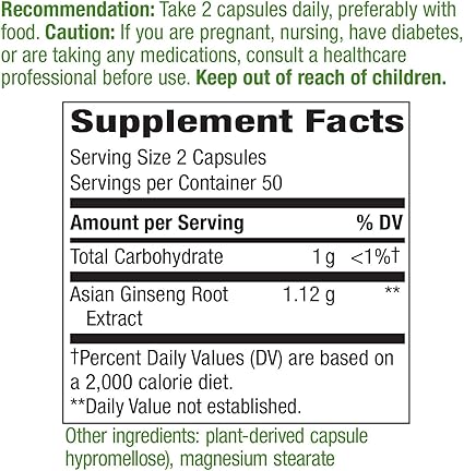 Asian Ginseng Capsules by Nature's Way