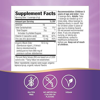 Organic Sambucus Lozenge with Zinc by Nature's Way