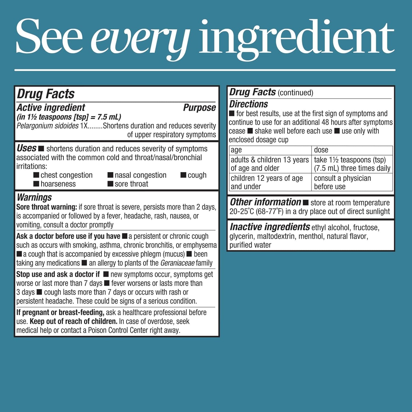 Umcka Cold Care Menthol Syrup by Nature's Way