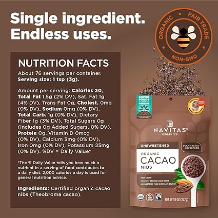 Organic Unsweetened Cacao Nibs by Navitas
