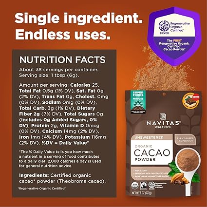 Organic Unsweetened Cacao Powder by Navitas