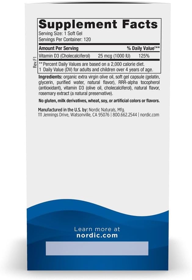 Vitamin D3 1,000 IU 120sg by Nordic Naturals