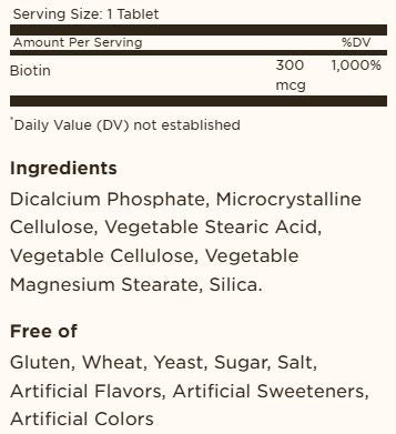 Biotin 300mcg Tablets by Solgar