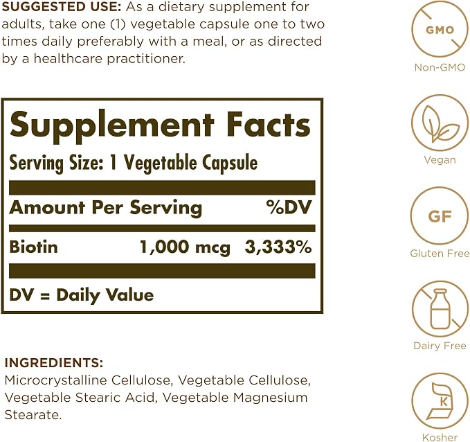 Biotin 1000mcg Capsules by Solgar
