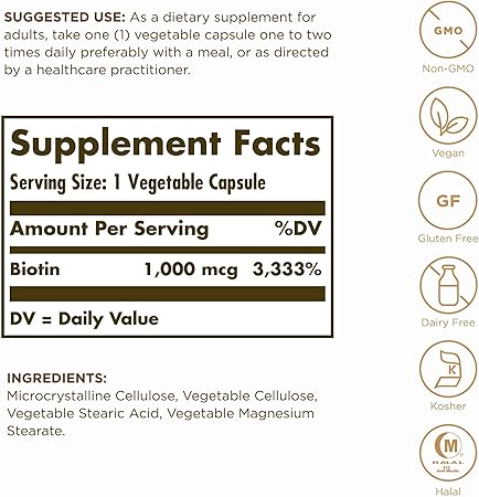 Biotin 1000mcg Capsules by Solgar
