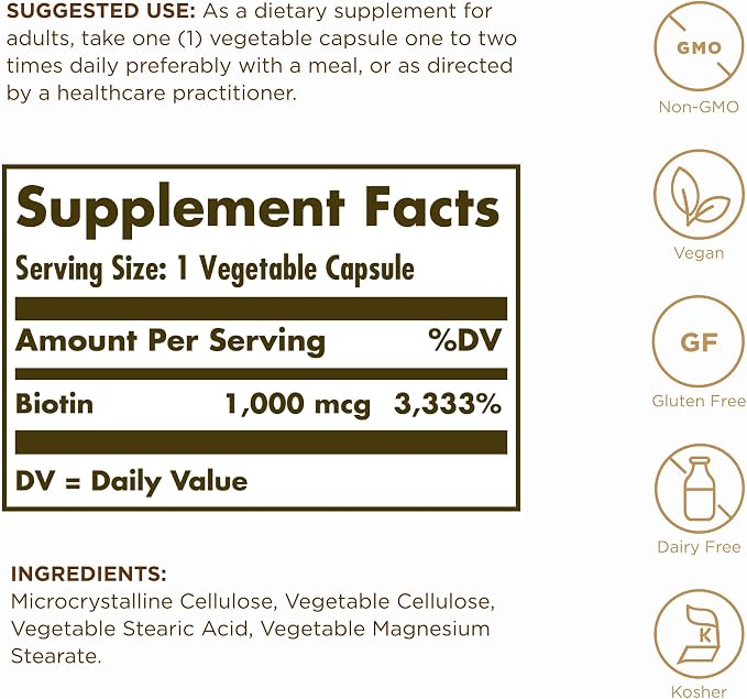 Biotin 1000mcg Capsules by Solgar