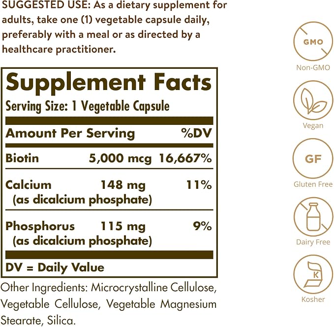 Biotin 500mcg Capsules by Solgar