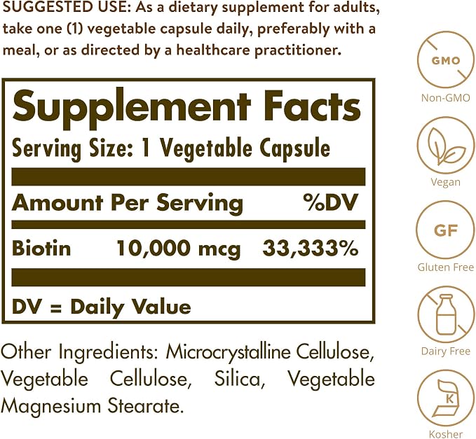Biotin 10,000mcg Capsules by Solgar
