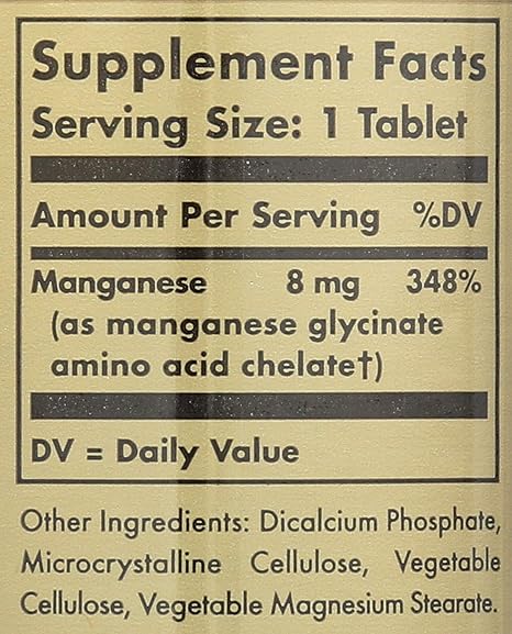 Chelated Manganese 8mg Tablets by Solgar