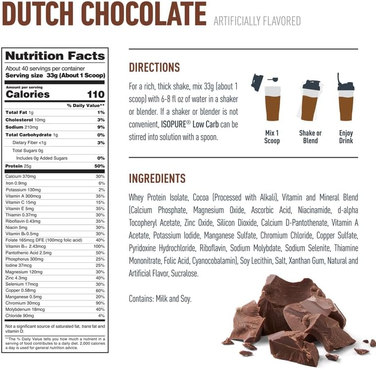 Isopure Dutch Chocolate 3lb by Nature's Best