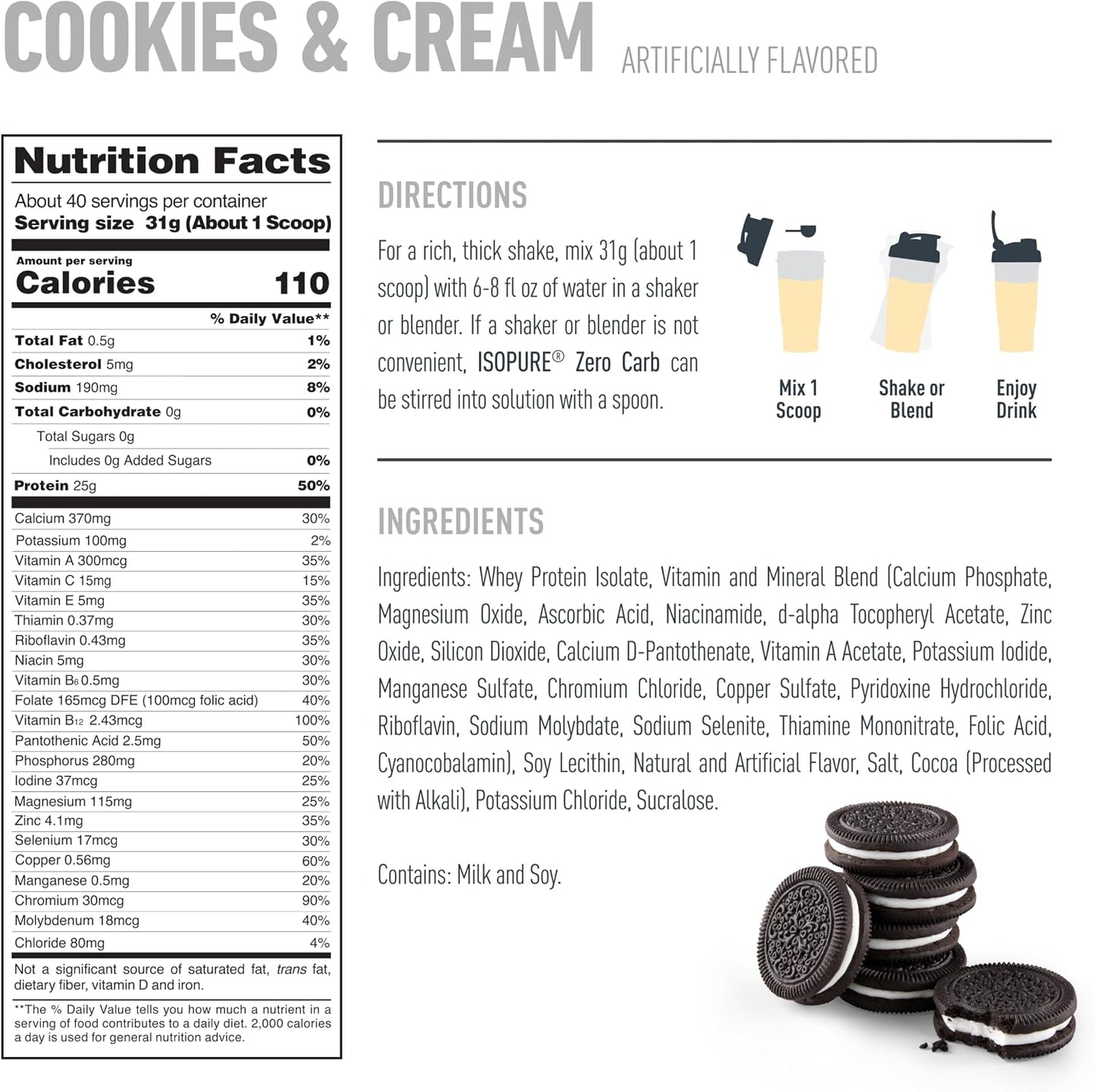 Isopure Cookies & Cream 3lb by Nature's Best