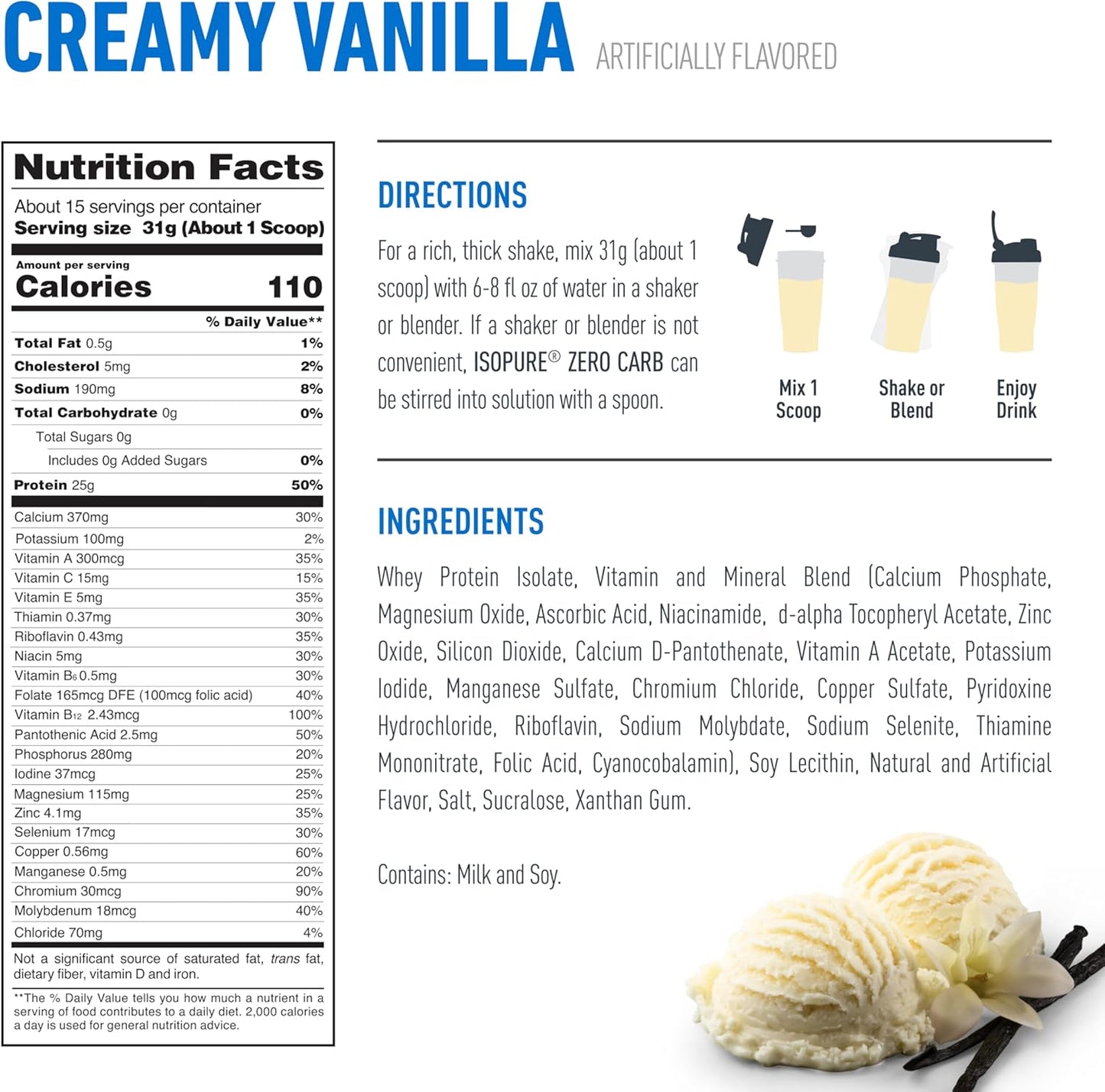 Isopure Creamy Vanilla 1lb by Nature's Best