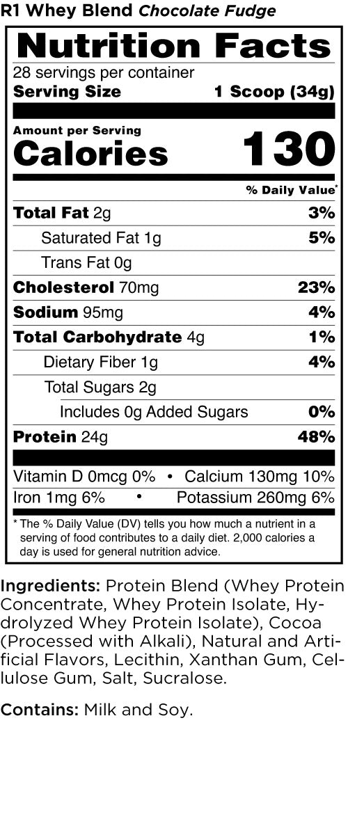 R1 Whey Blend Chocolate Fudge 2lb by Rule One