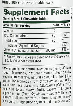 Orange Juice Vitamin C 500mg 180 Chewables by Nature's Plus
