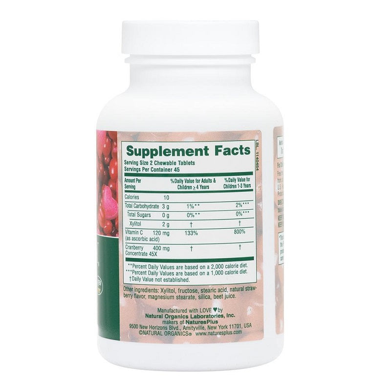 Ultra Cranberry 200mg 90 Chewables by NaturesPlus